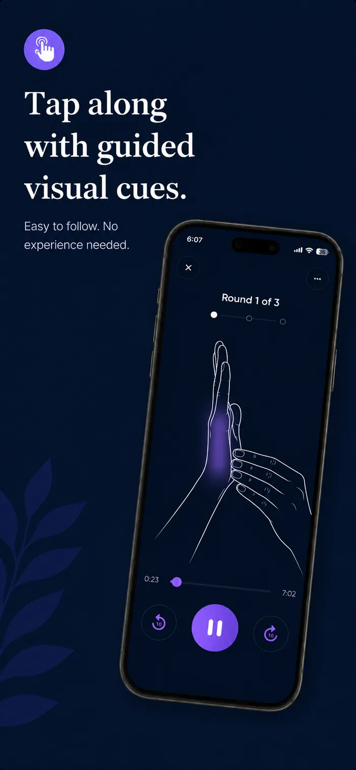 Guided tapping player with synced visual cues